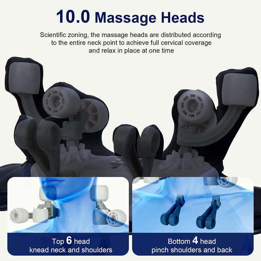 10-Head Cordless Deep Tissue Neck and Trapezius Massager - 4
