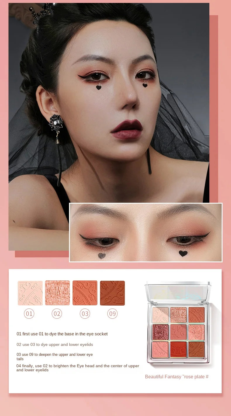 9-Color Waterproof Eyeshadow Palette for Professional Looks - 24
