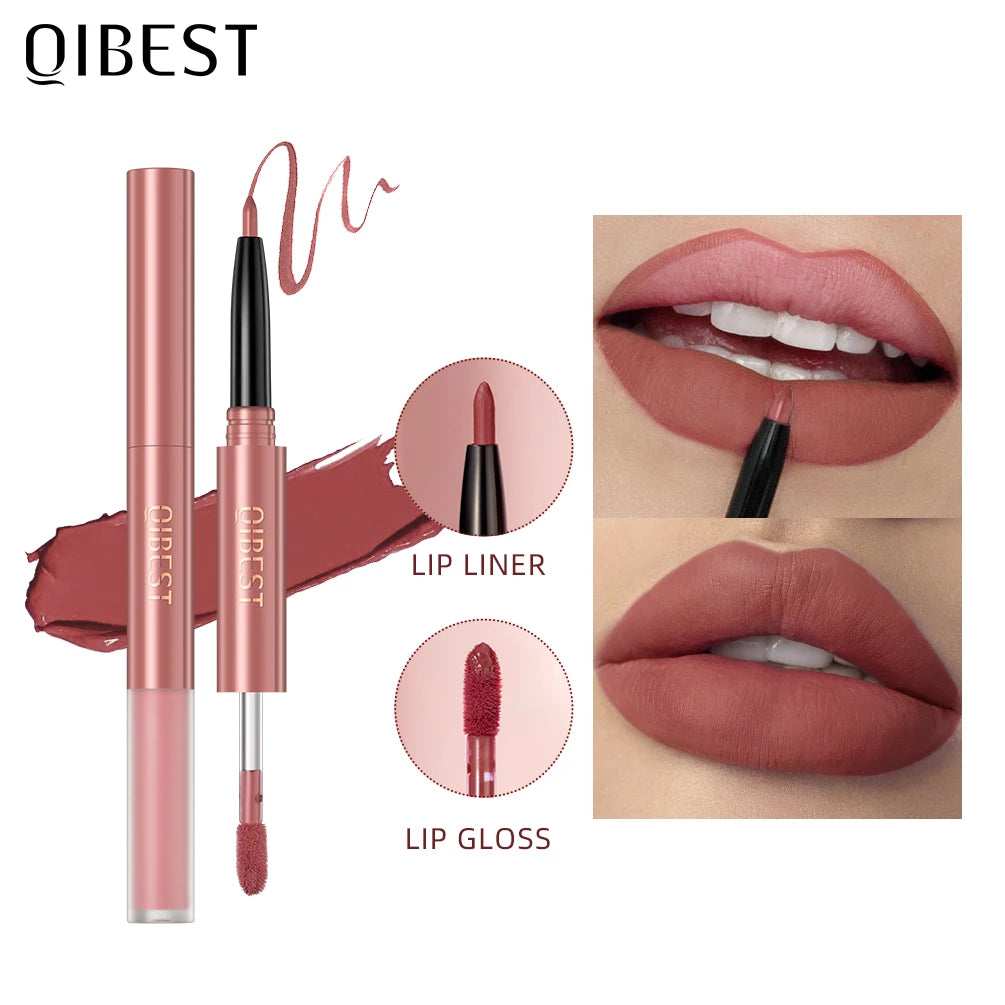 2-in-1 Dual Ended Matte Lip Liner and Long-Lasting Liquid Lipstick