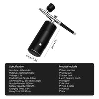 Portable Cordless Airbrush Kit for Makeup and Crafts