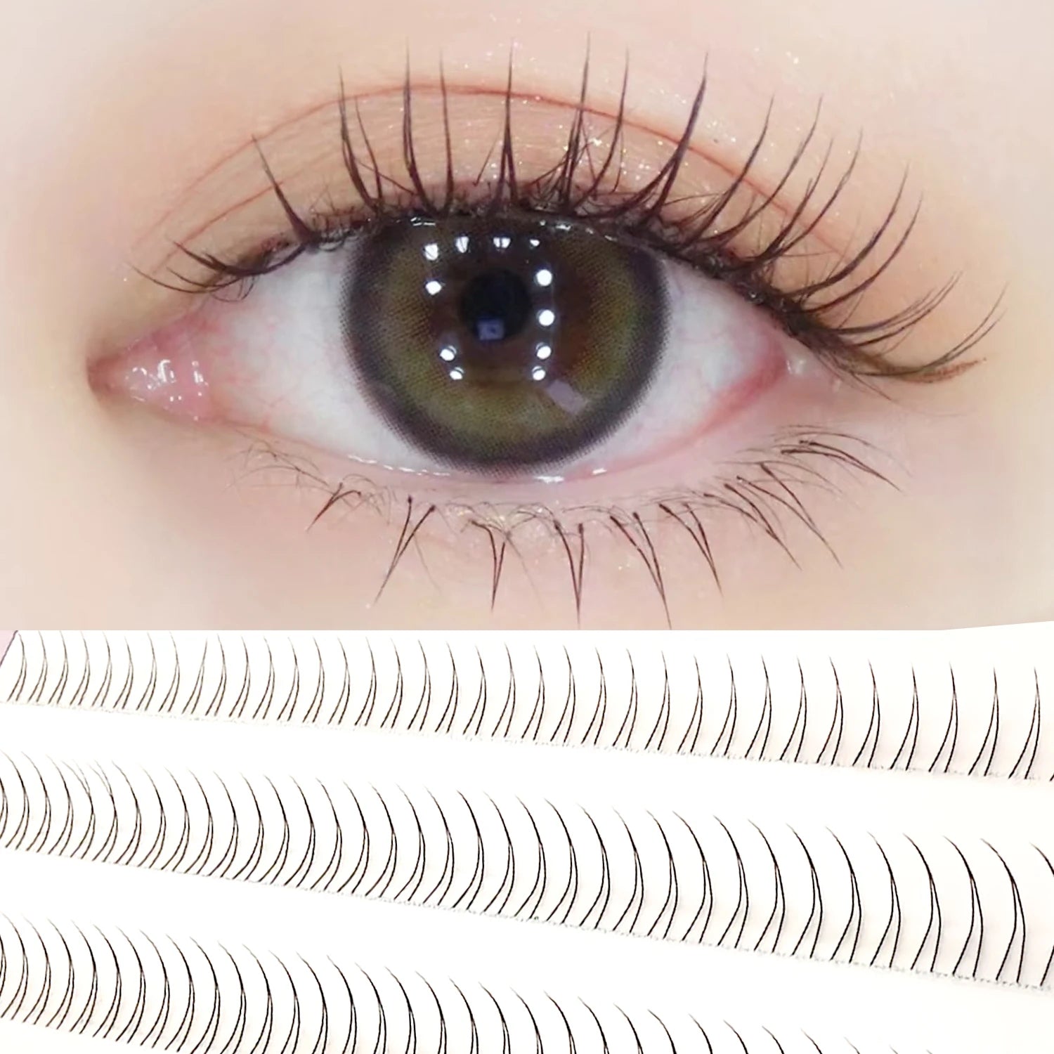 V-Shape Natural Lower Eyelash Clusters for Manga Eye Look - 2