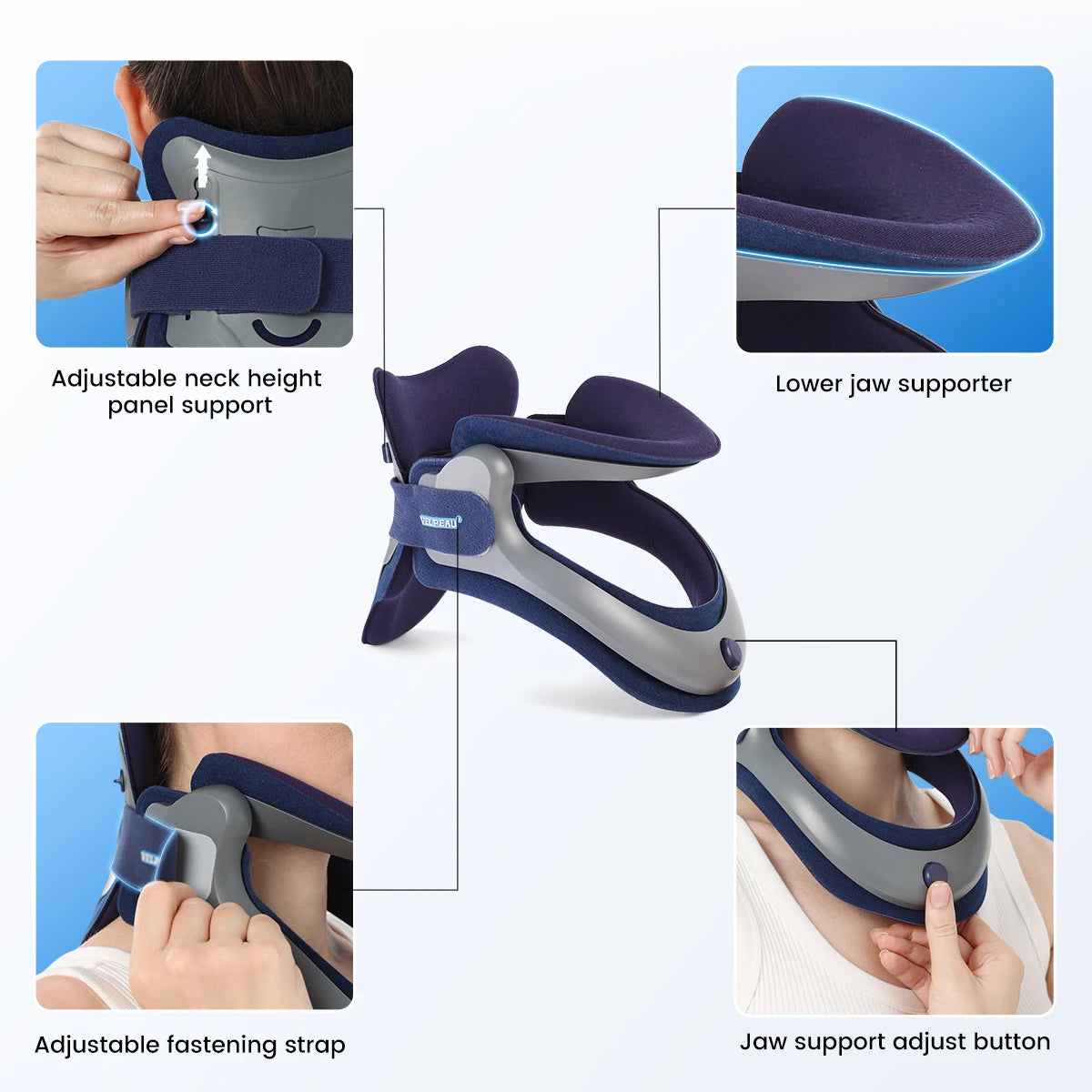 Adjustable Cervical Neck Traction Collar for Pain Relief - 8