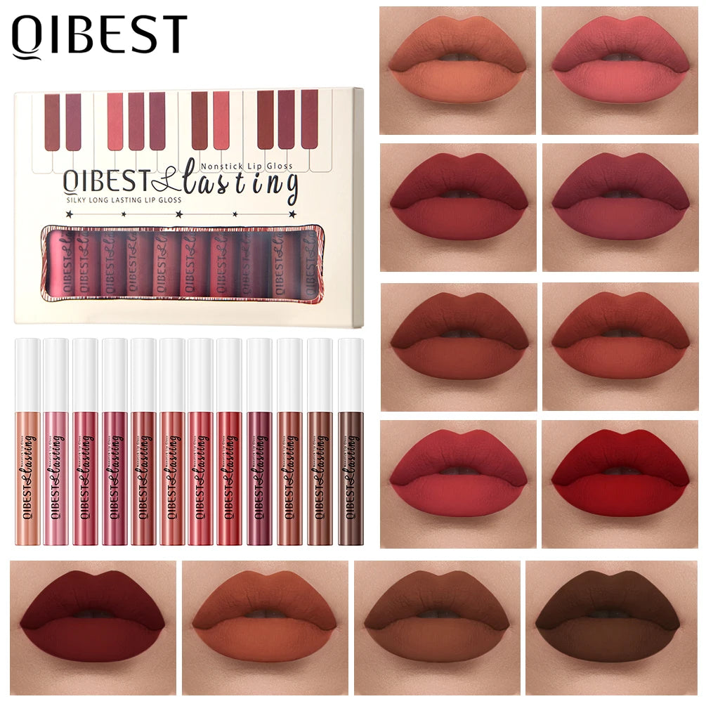 12-Piece Waterproof Matte Liquid Lipstick Set - 21