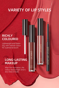 3-Piece Waterproof Matte Lipstick and Lip Liner Set