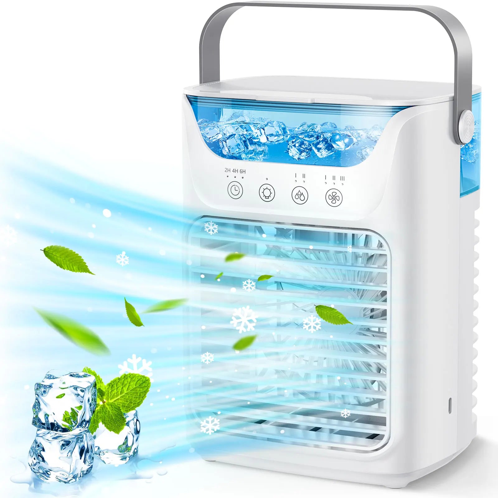 Portable Mini Desktop Air Cooler with Water Mist & Timer - 12