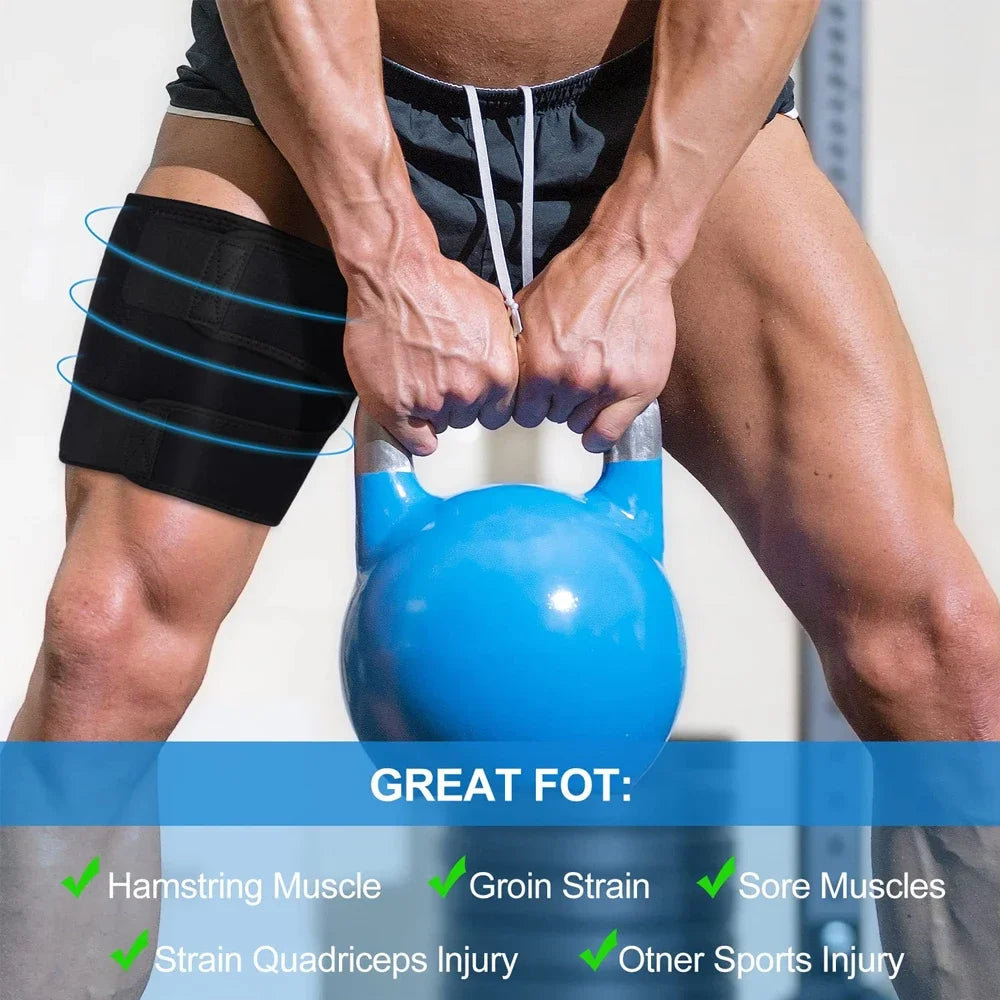 Adjustable Compression Thigh Brace for Muscle Support and Pain Relief - 5
