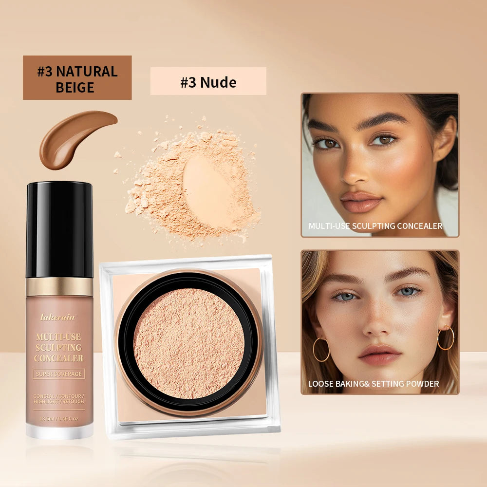 Matte Concealer and Setting Powder Makeup Set - 17