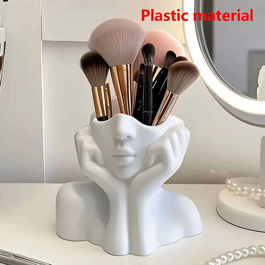 Artistic Face Makeup Brush Organizer and Desk Vase