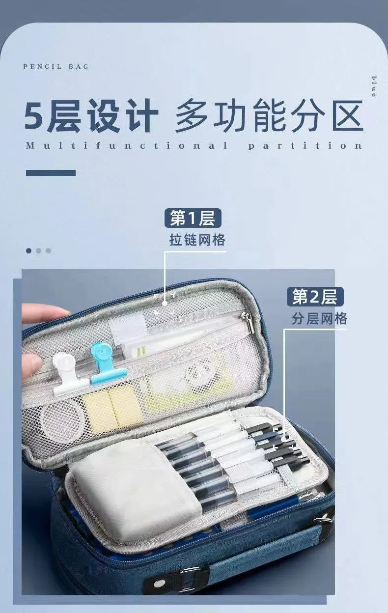 Large Capacity Triple-Layer Stationery and Organizer Pouch - 13