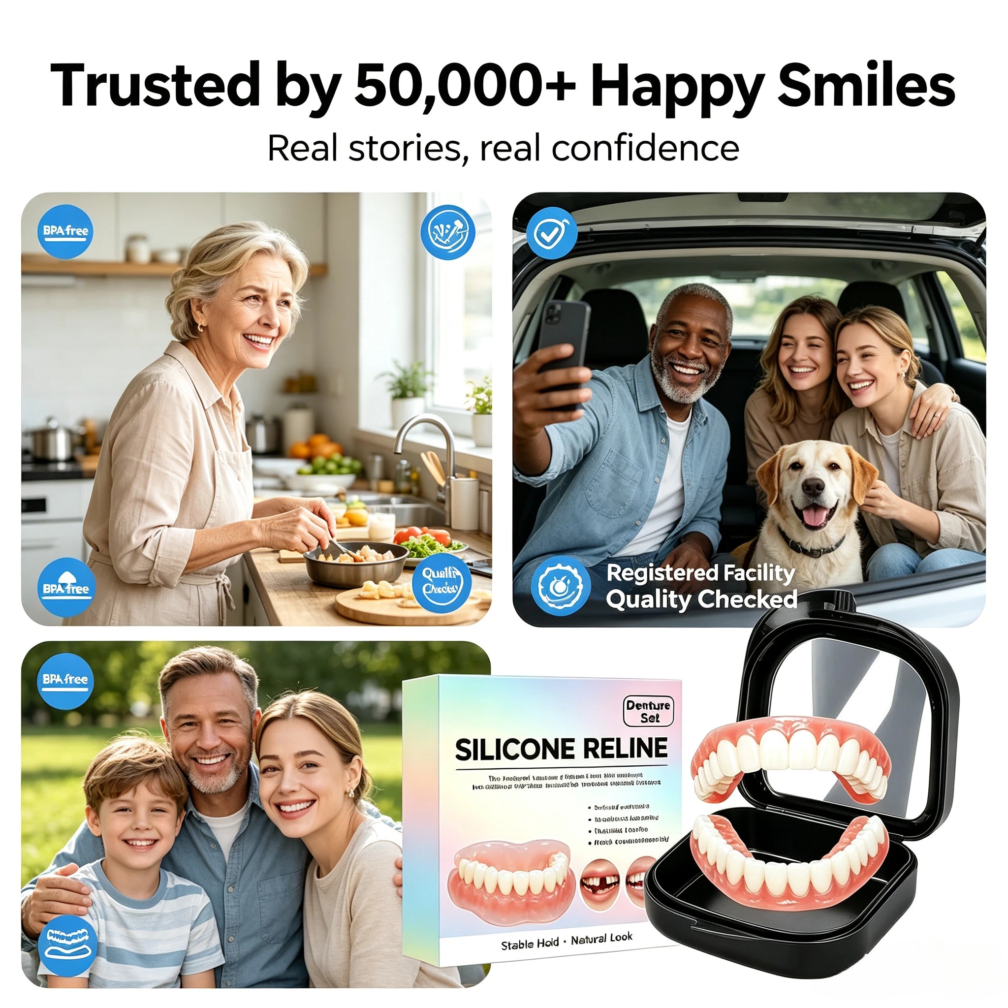 Instant Fit Realistic Cosmetic Denture Set - 4