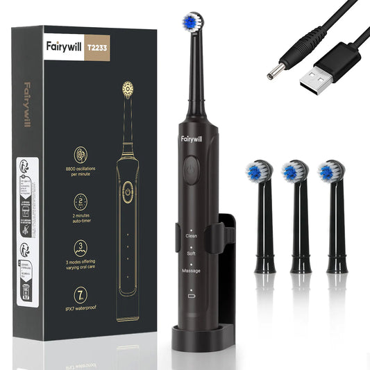 Rechargeable Electric Toothbrush with 4 Replacement Heads