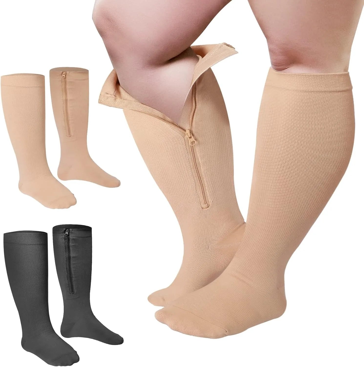 Zipper Compression Socks for Easy Wear & Relief - 1