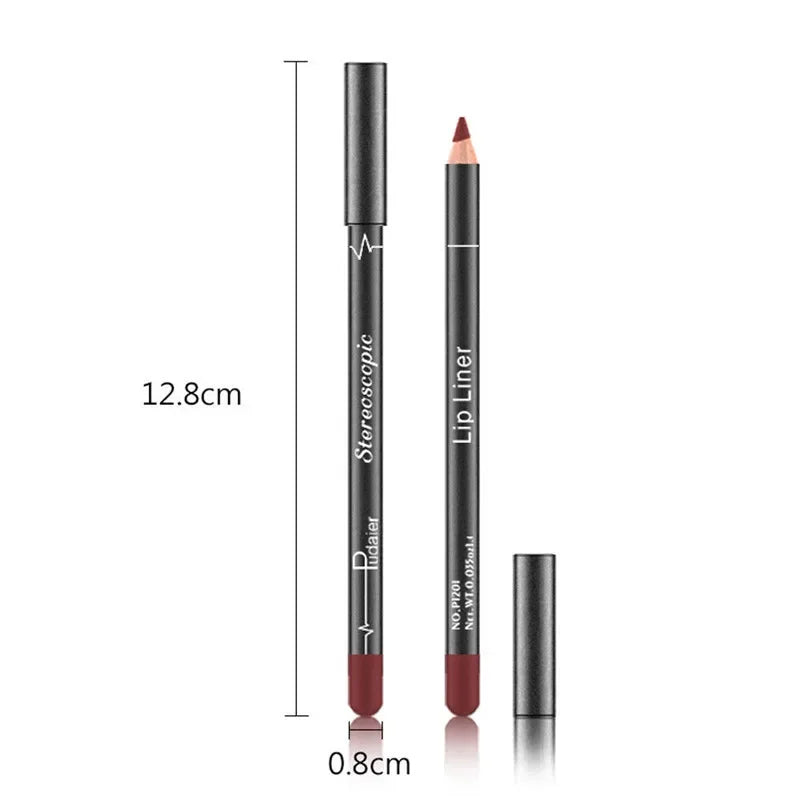 12-Piece Waterproof Matte Lip Liner Pencil Set - 15