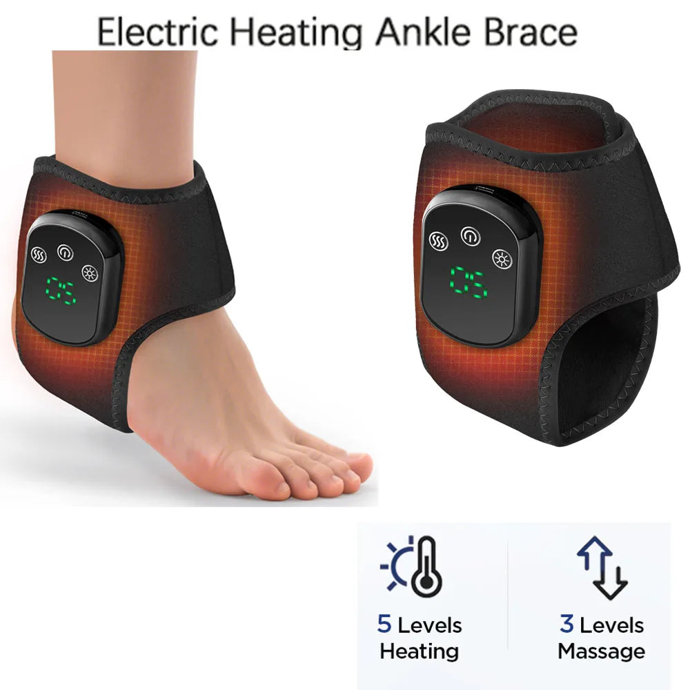 Electric Heated Ankle Brace Massager with Vibration Therapy - 37