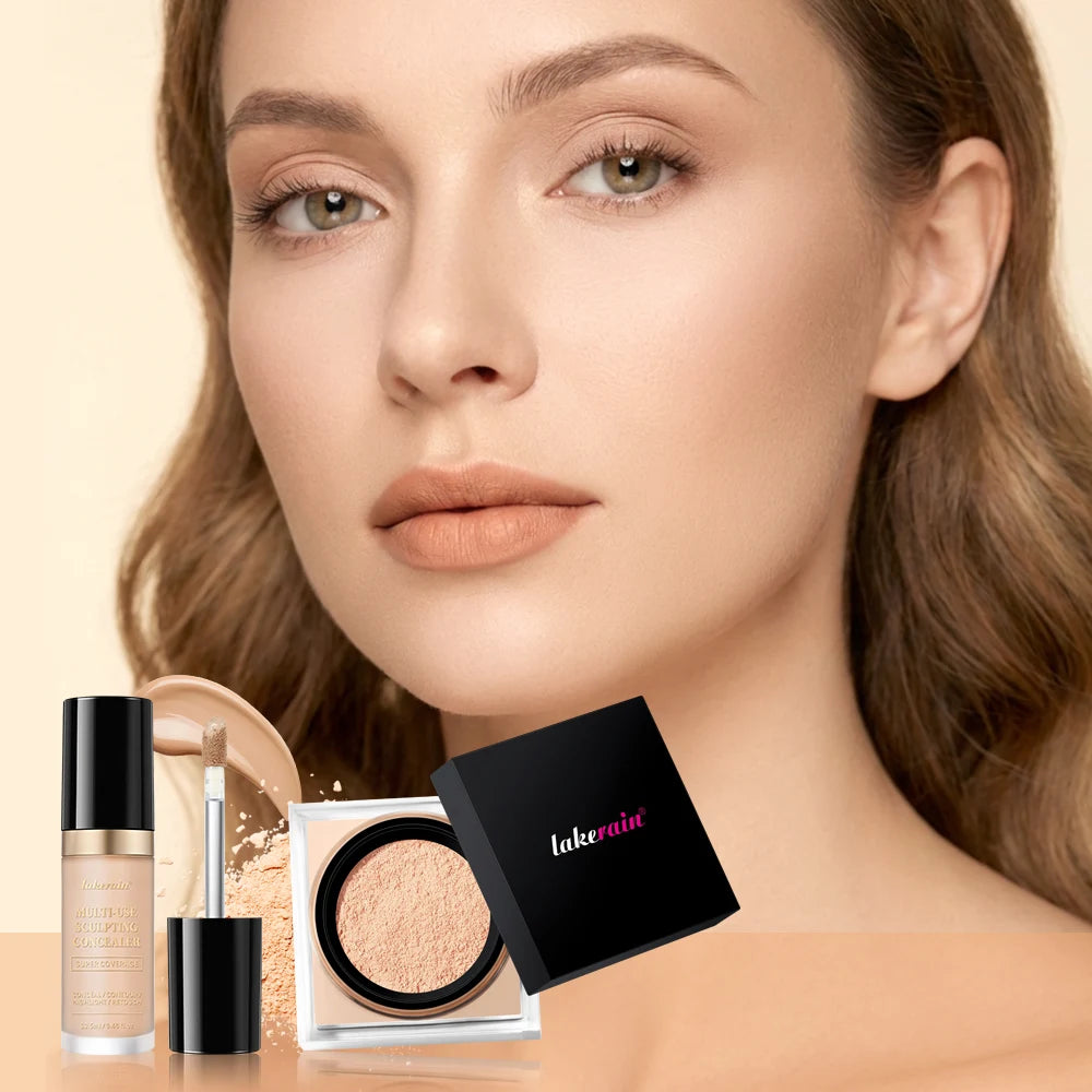 Matte Concealer and Setting Powder Makeup Set - 3