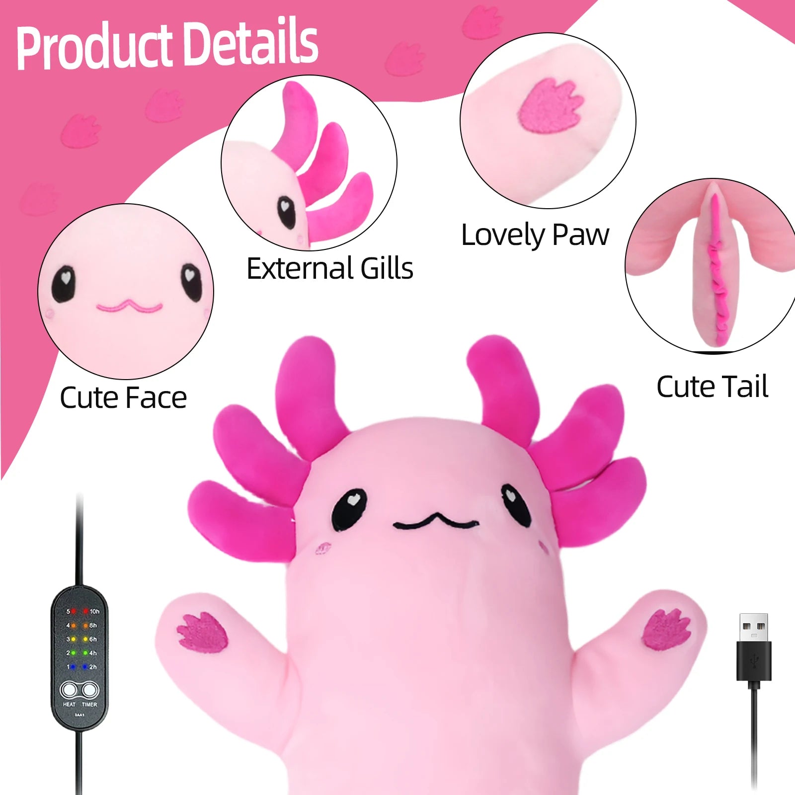 Axolotl Heated Plushie for Cramp Relief - 6