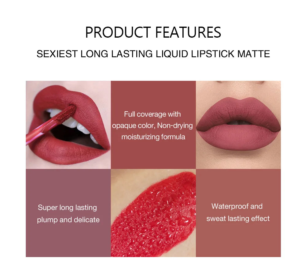 6-Piece Waterproof Matte Liquid Lipstick Set - 8