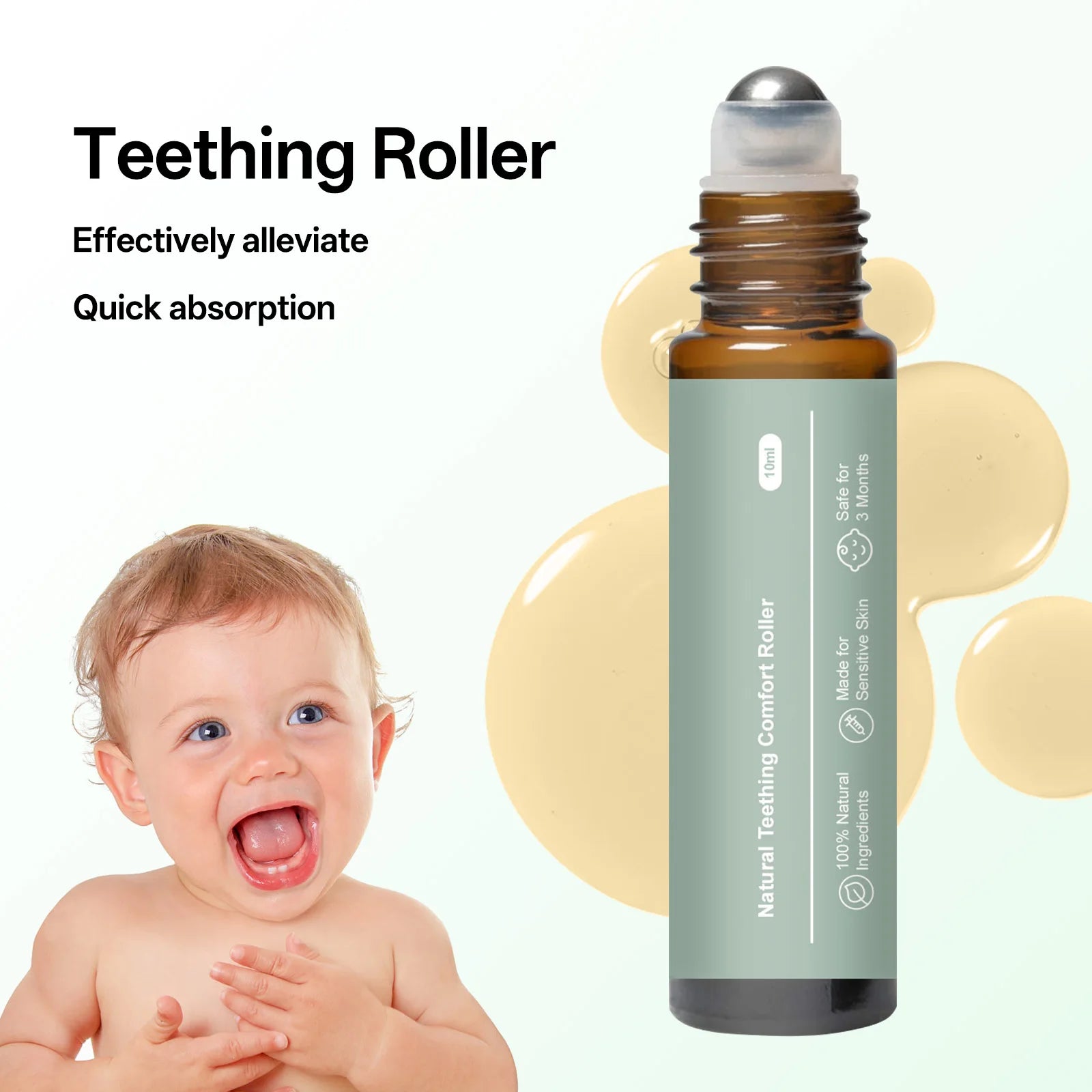 Natural Baby Teething Relief Roller - 8