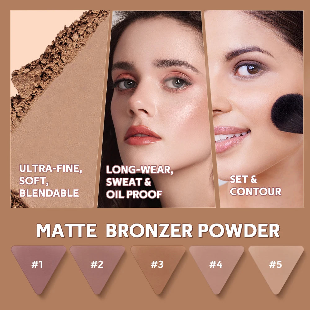 Matte Bronzer Powder for Face Contouring and Shading - 18