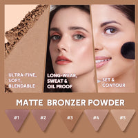 Matte Bronzer Powder for Face Contouring and Shading