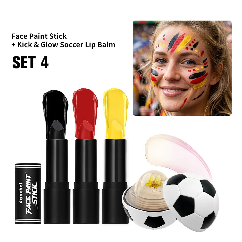 Waterproof Face Paint and Lip Balm Kit for Game Day - 37