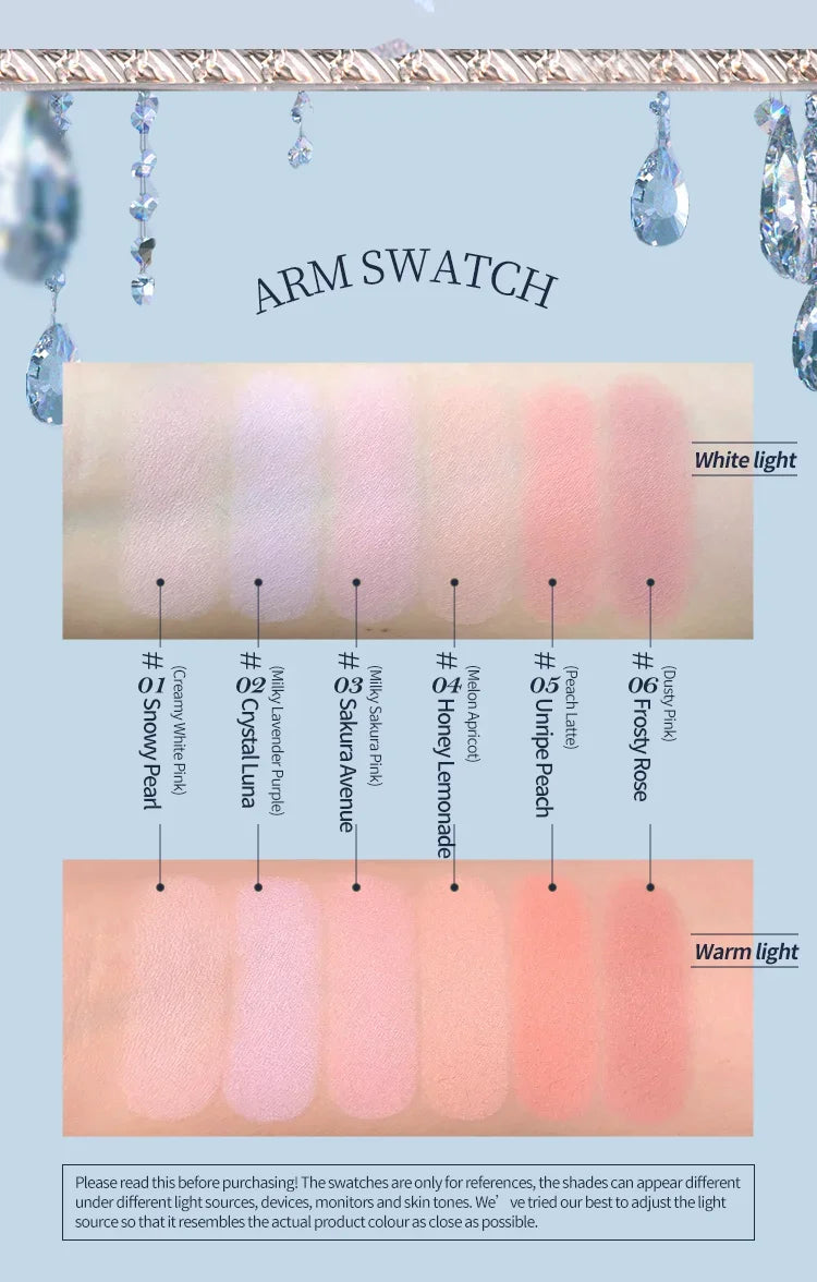 Embossed Matte Finish Natural Cheek Blusher Powder - 12
