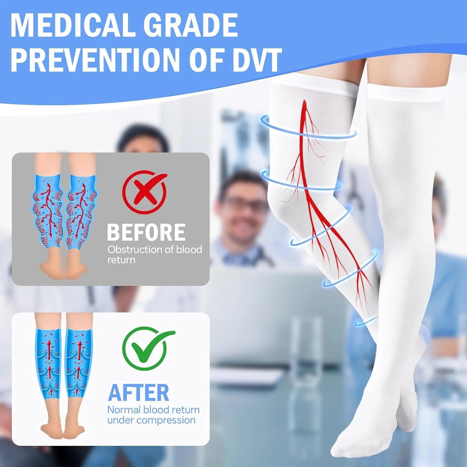 Thigh-High Graduated Compression Stockings 15-20 mmHg - 4