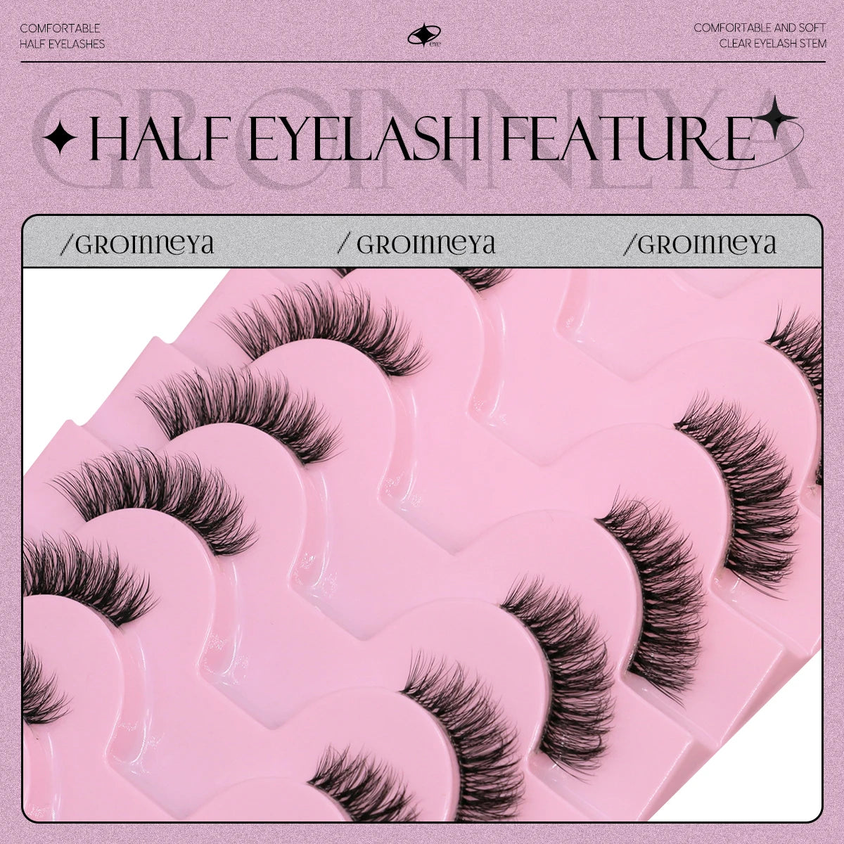 Natural Cat Eye Half Lashes with Invisible Band - 12