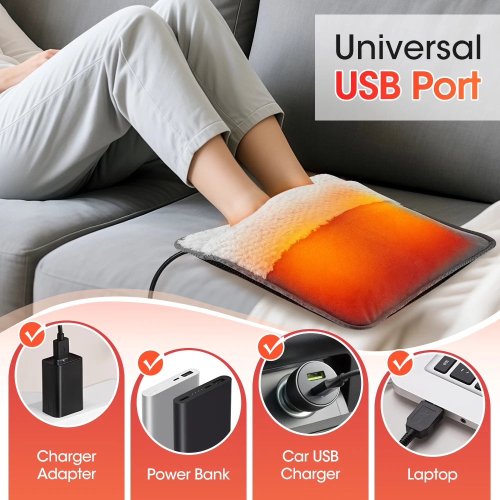 USB Heated Plush Foot Warmer Mat - 9
