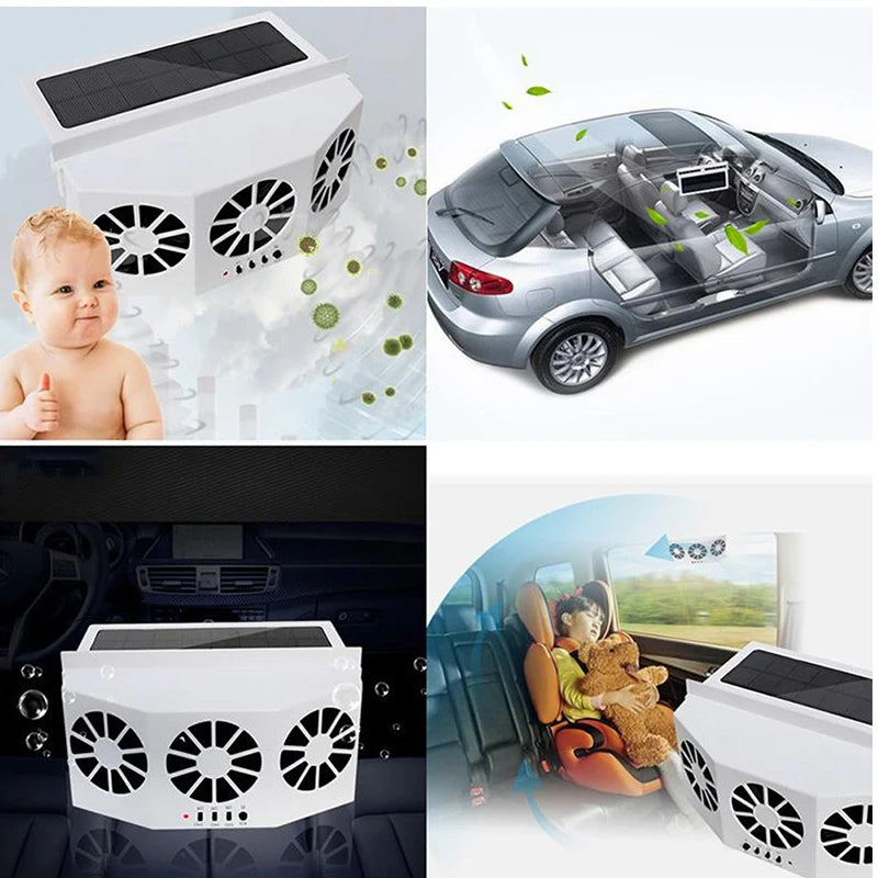 Solar-Powered Car Window Ventilation Fan - 10