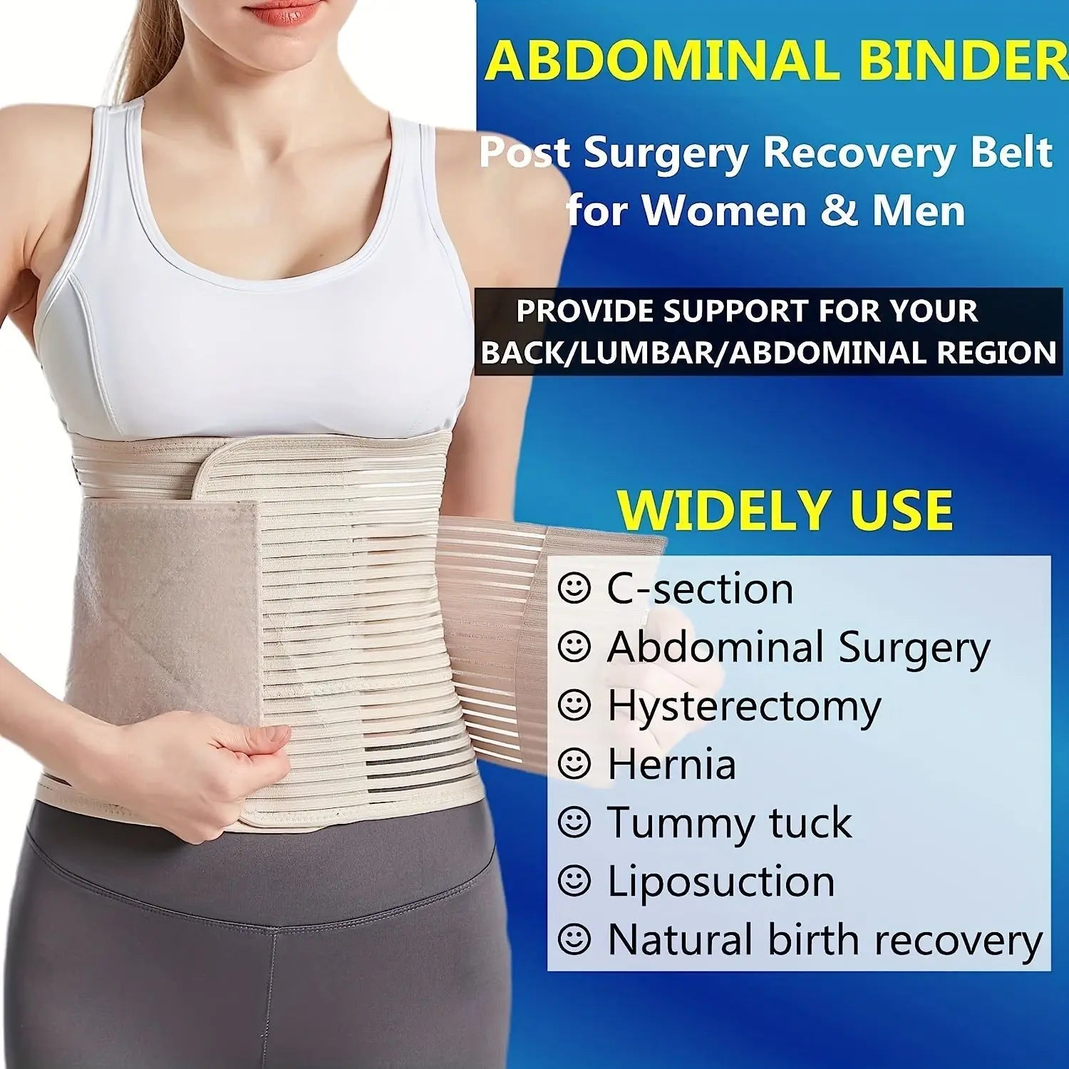 Adjustable Post-Surgery Abdominal Compression Support Binder - 4