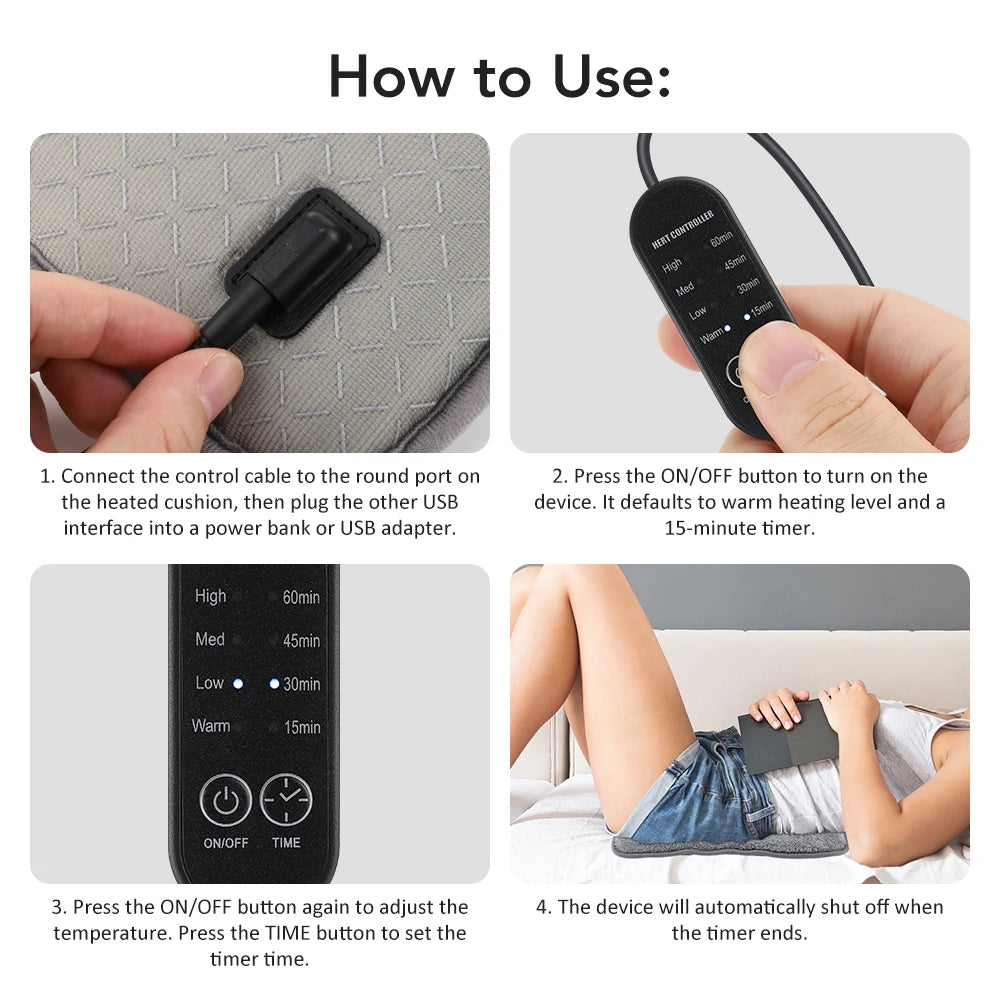 USB Heated Seat Cushion for Office, Home, and Car - 9