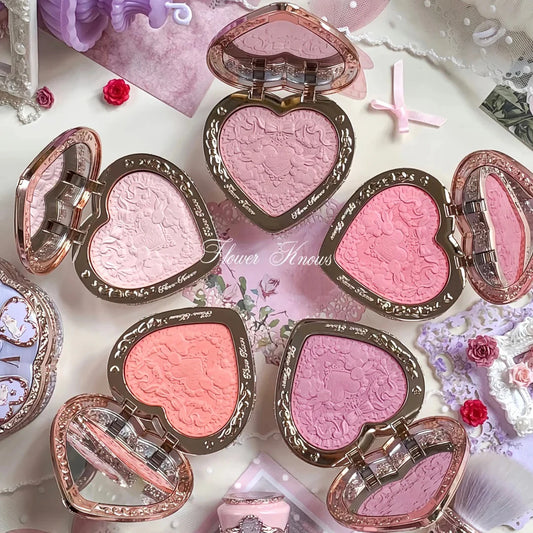 Embossed Heart Matte Blush Powder for Natural Glow