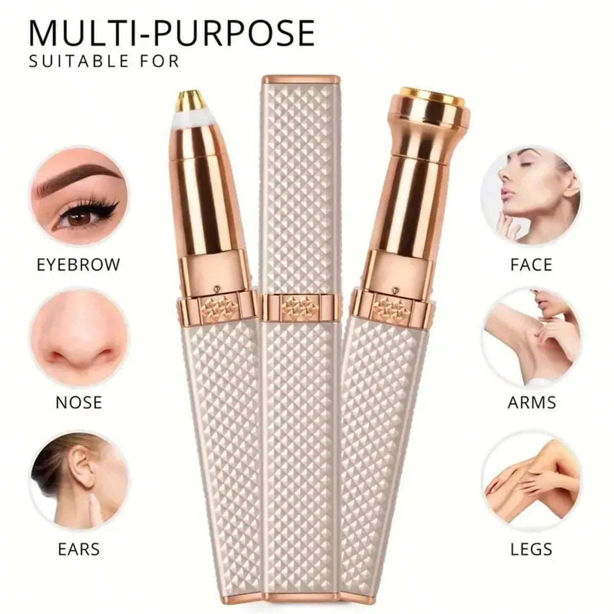 2-in-1 Painless Rechargeable Facial Hair Remover & Eyebrow Trimmer - 1