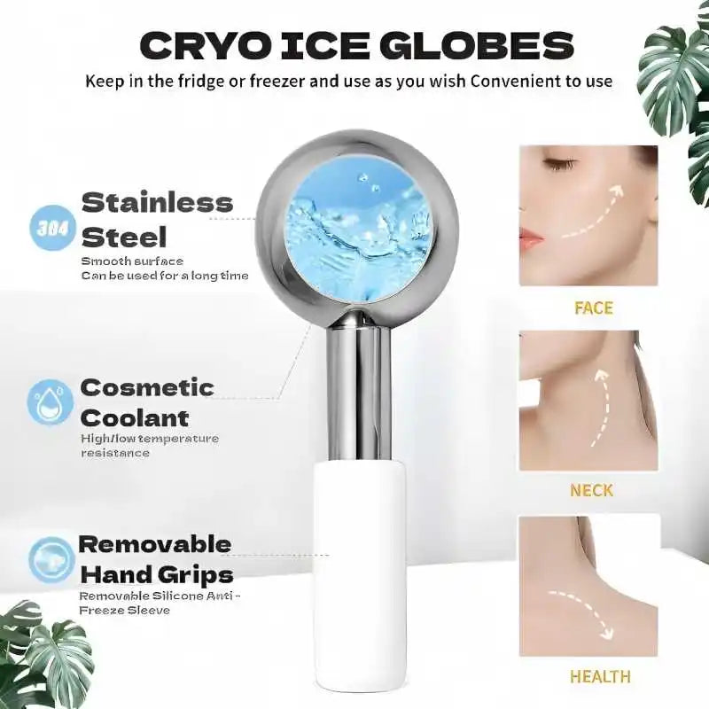 Stainless Steel Cooling Ice Globes for Facial Puffiness and Relaxation - 4
