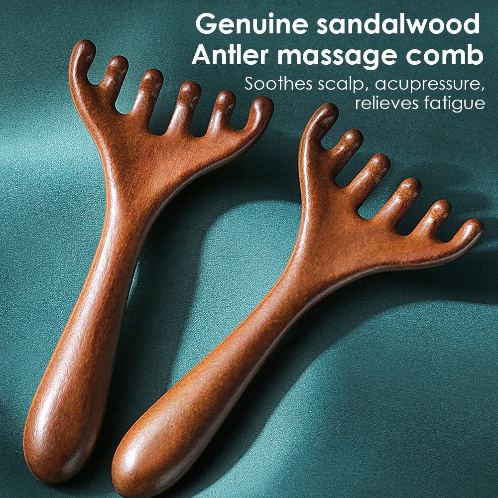 Natural Sandalwood Six-Claw Scalp and Body Massage Comb - 6