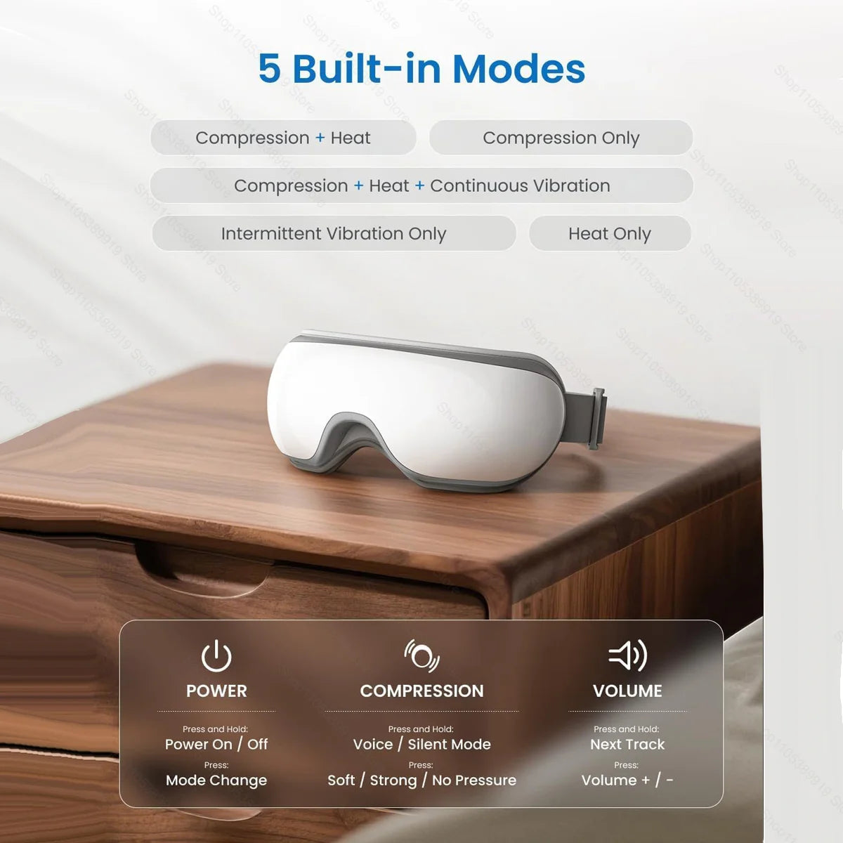 Heated Eye Massager with Vibration for Stress Relief - 3