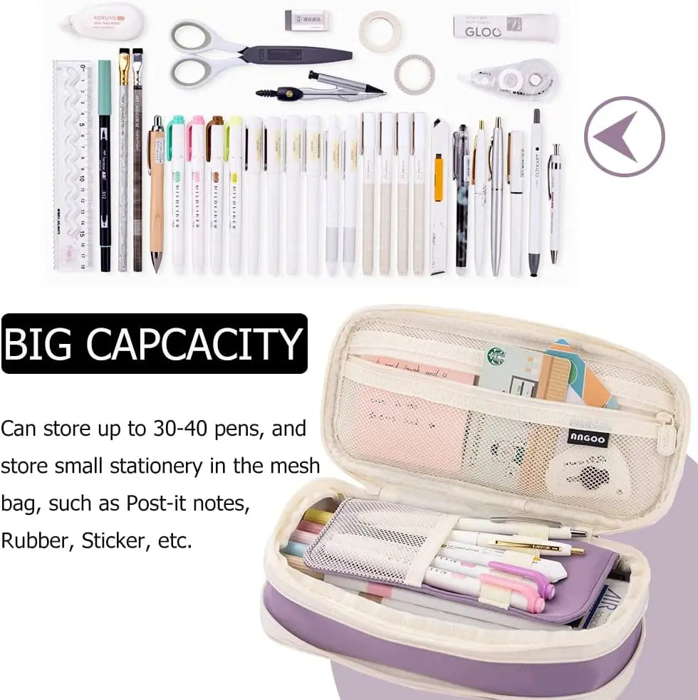 Large Capacity Double Layer Kawaii Pencil Case for Students - 3