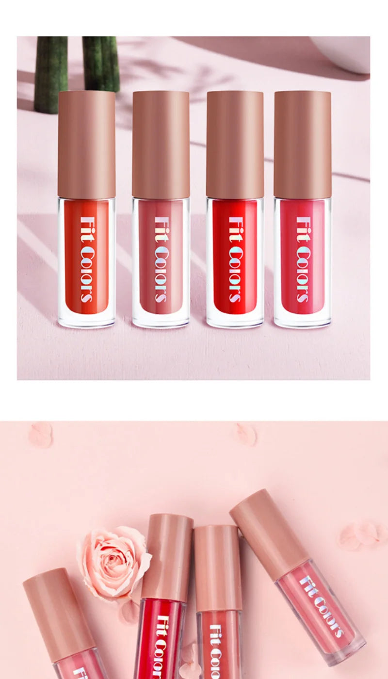 4-Piece Diamond Finish Long-Lasting Velvet Lip Gloss Set - 10
