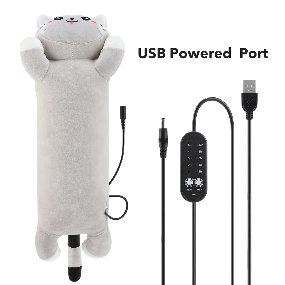 USB Heated Plush Cat Pillow for Cramp Relief - 28