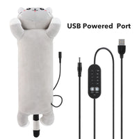 USB Heated Plush Cat Pillow for Cramp Relief