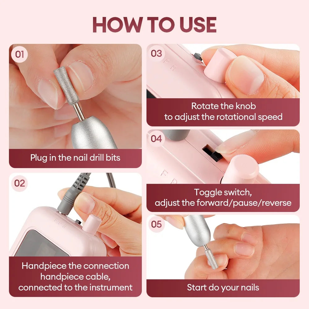 Professional Portable Electric Nail Drill Kit - 11