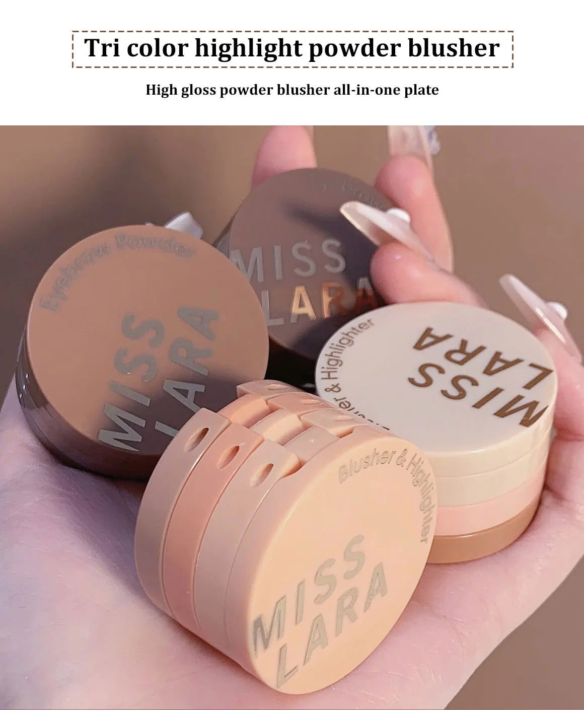 3-in-1 Stackable Blush and Highlighter Palette - 7
