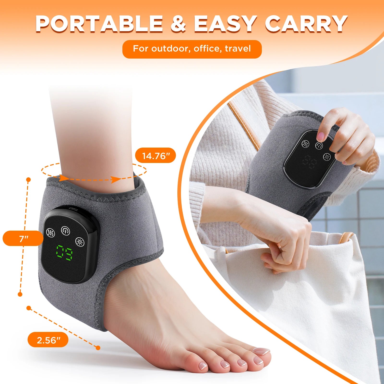 Portable Heated Vibration Leg and Foot Massager - 20