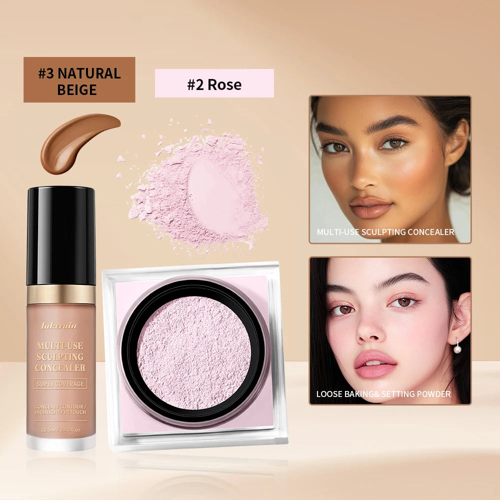 Matte Concealer and Setting Powder Makeup Set - 11