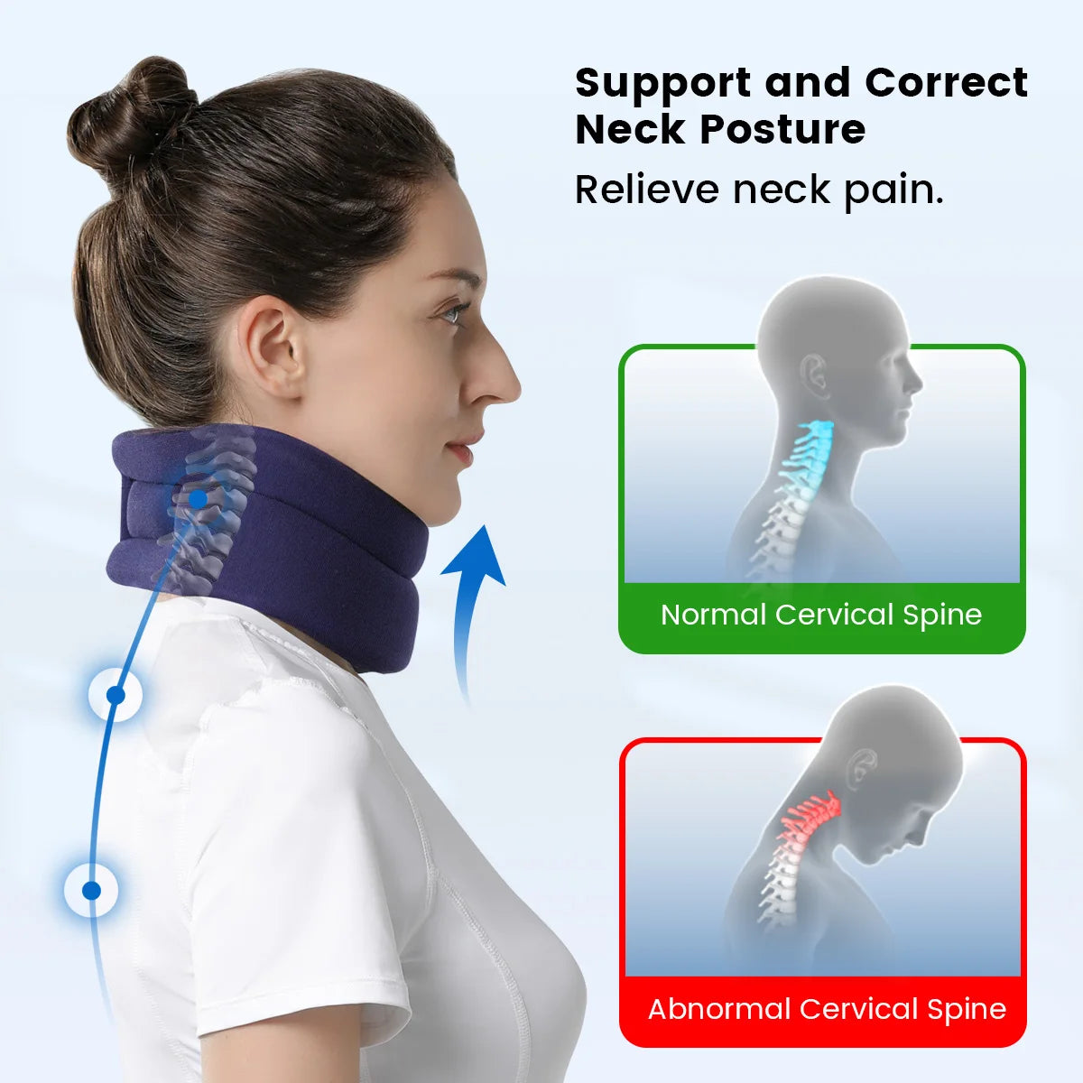 Adjustable Foam Cervical Neck Support Brace for Pain Relief - 11