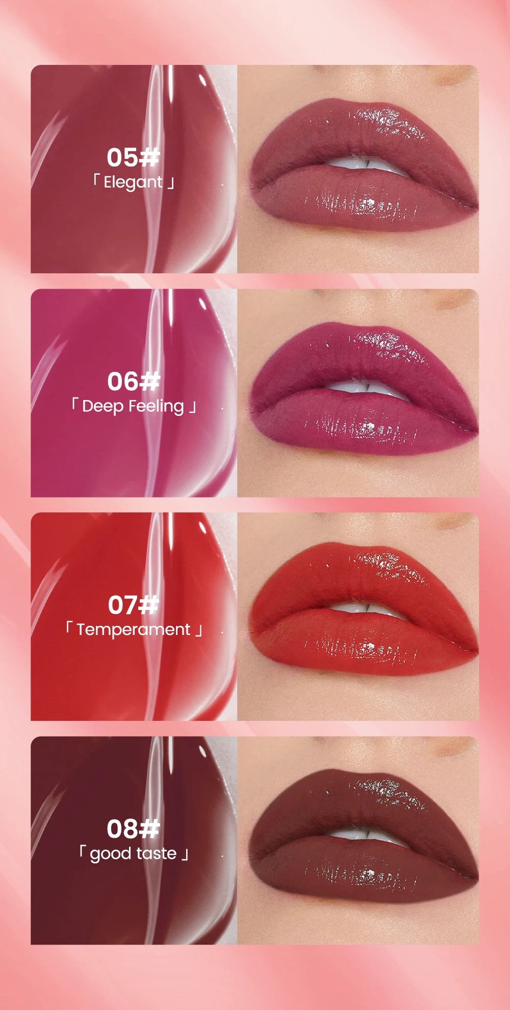 Waterproof Mirror Gloss Lip Glaze for Long-Lasting Hydration - 16