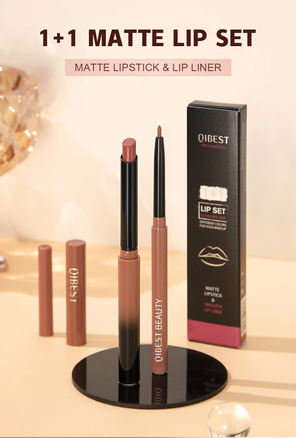 Matte Lipstick and Lip Liner Duo Set - 7