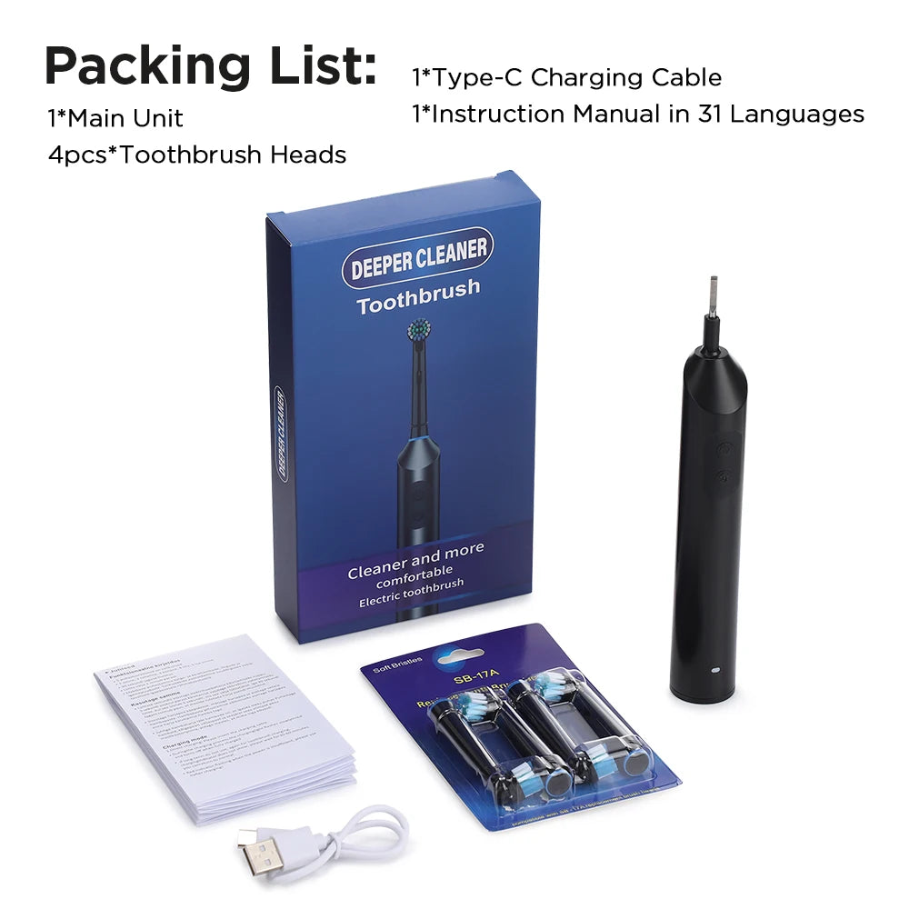 Rechargeable Rotary Electric Toothbrush with 4 Heads - 27