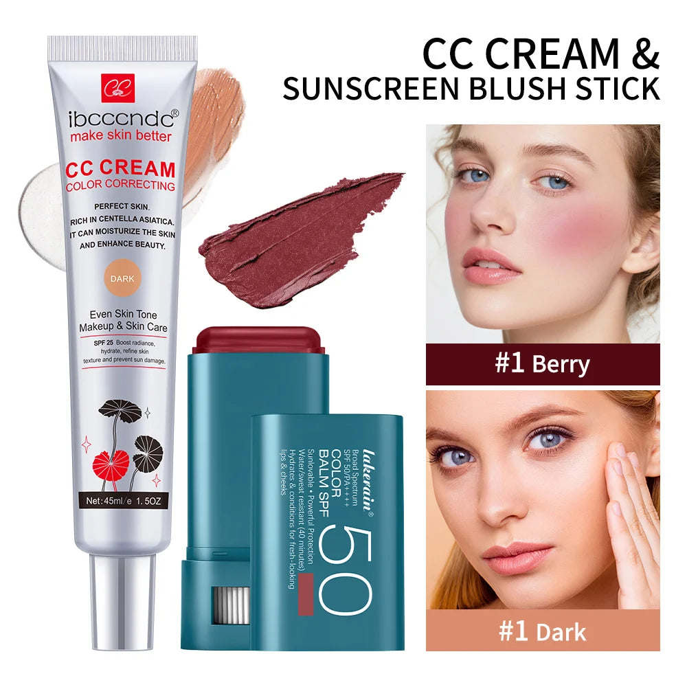 Color Correcting CC Cream and Sunscreen Blush Stick Duo - 39